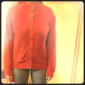 Orange button up sweater